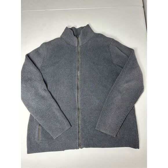 Eddie Bauer Sweater Women's Sz XL Gray Full Zip Long Sleeve Knit Cotton Fit Rib - Picture 5 of 13